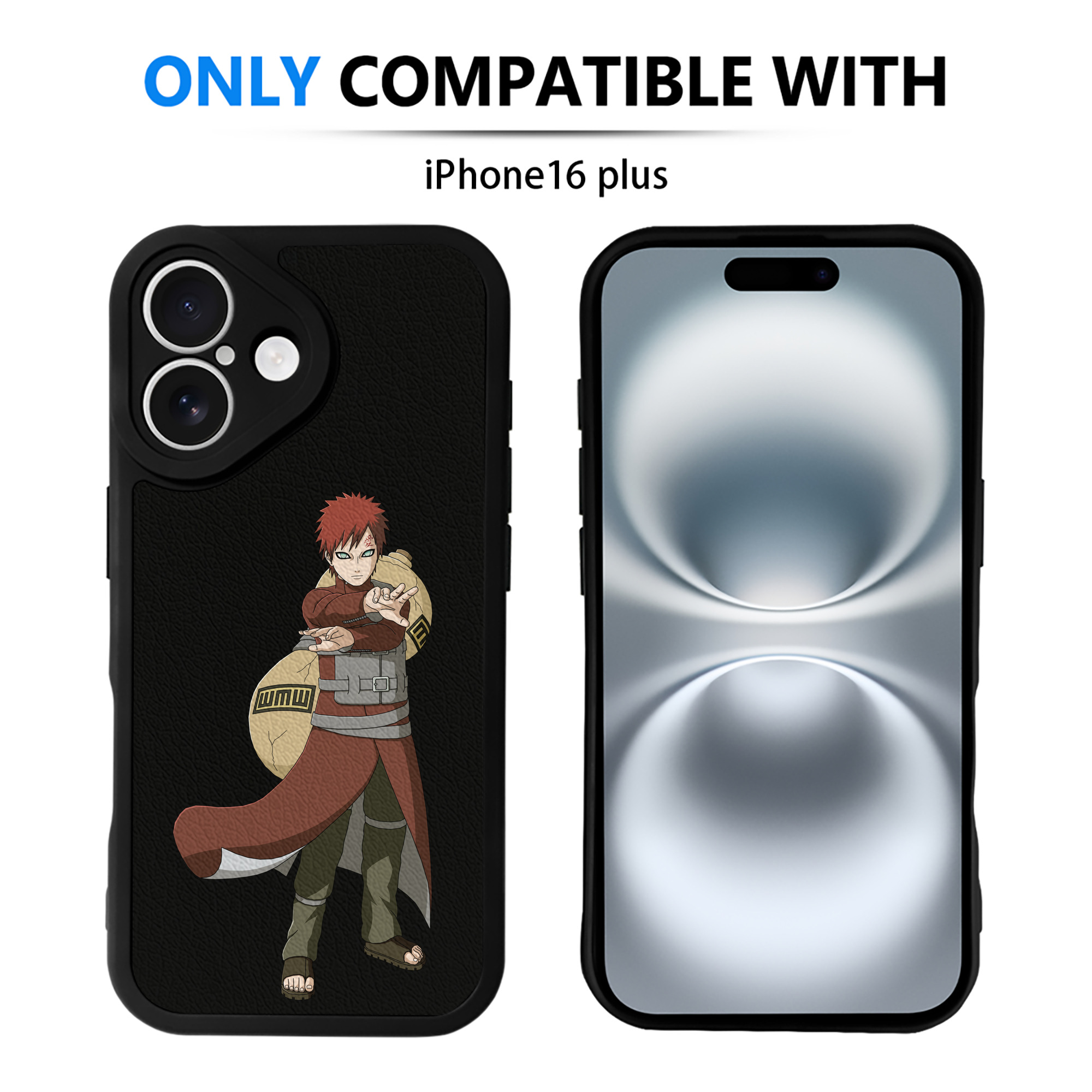 （画像用） NARUTO -ナルト- ガアラ Gaara 【iPhone 16シリーズ対応】シリコンスマホケース（レザー調） 材質：シリコン